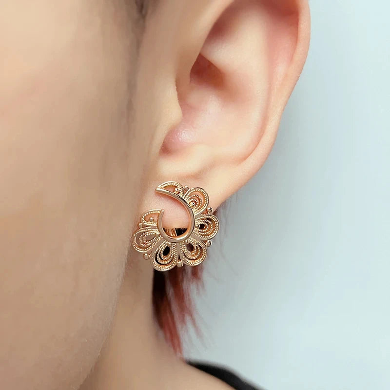 ✨ Hollow Embossed Flower Earrings – Ethnic Elegance with a Golden Touch ✨