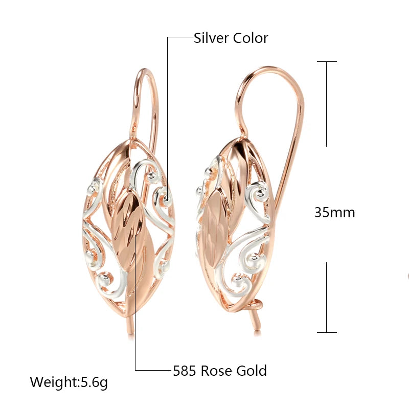 ✨ Full Hollow Texture Earrings – Elegant Embossed Design in Rose Gold ✨