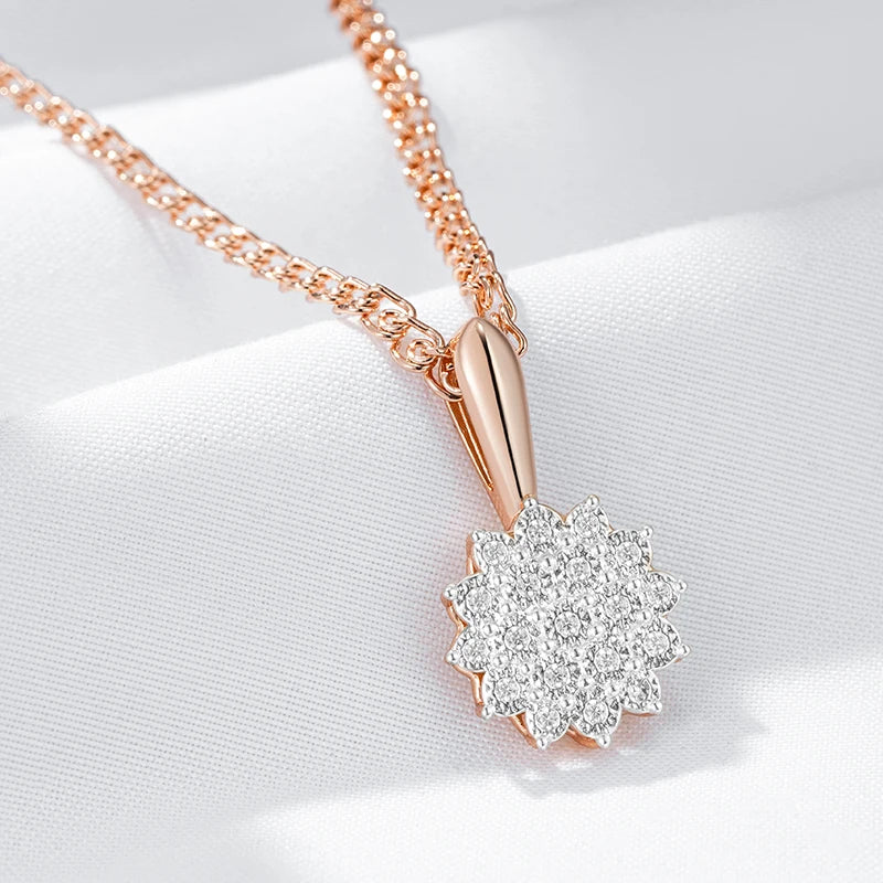 ✨ Full Shiny Natural Zircon Pendant Necklace – Unique Brilliance in Rose Gold & Silver ✨