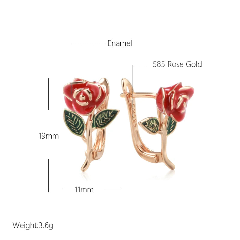 ✨ Creative Rose Earrings – Vintage Charm in Red Enamel ✨