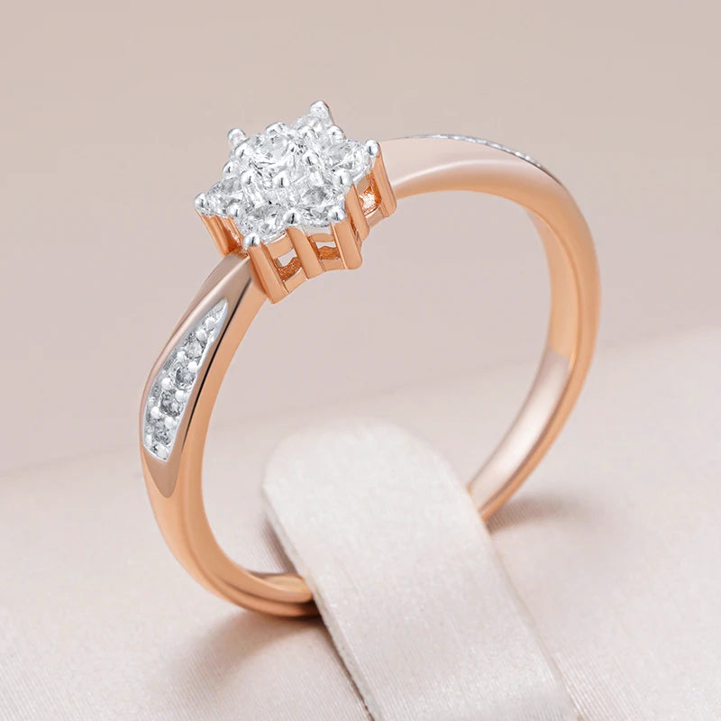 ✨ Crystal Flower Ring – Sparkling Elegance in Rose Gold & Silver ✨