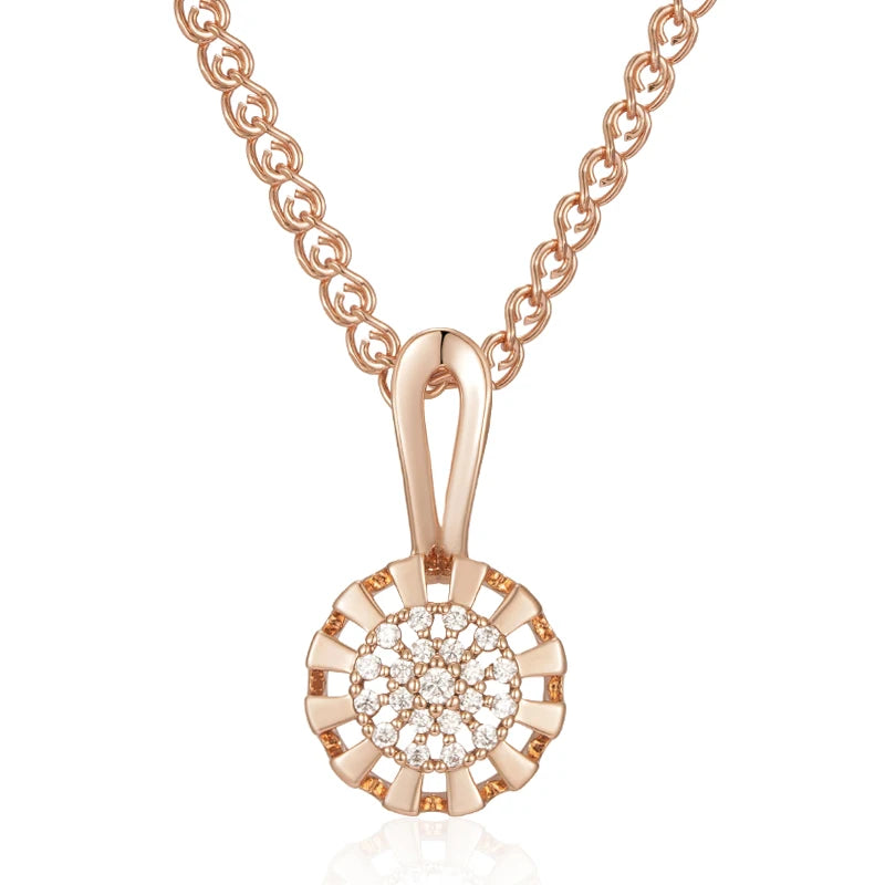 ✨ 585 Rose Gold Crystal Flower Necklace – Full Sparkle with Natural Zircon
