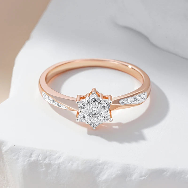 ✨ Crystal Flower Ring – Sparkling Elegance in Rose Gold & Silver ✨