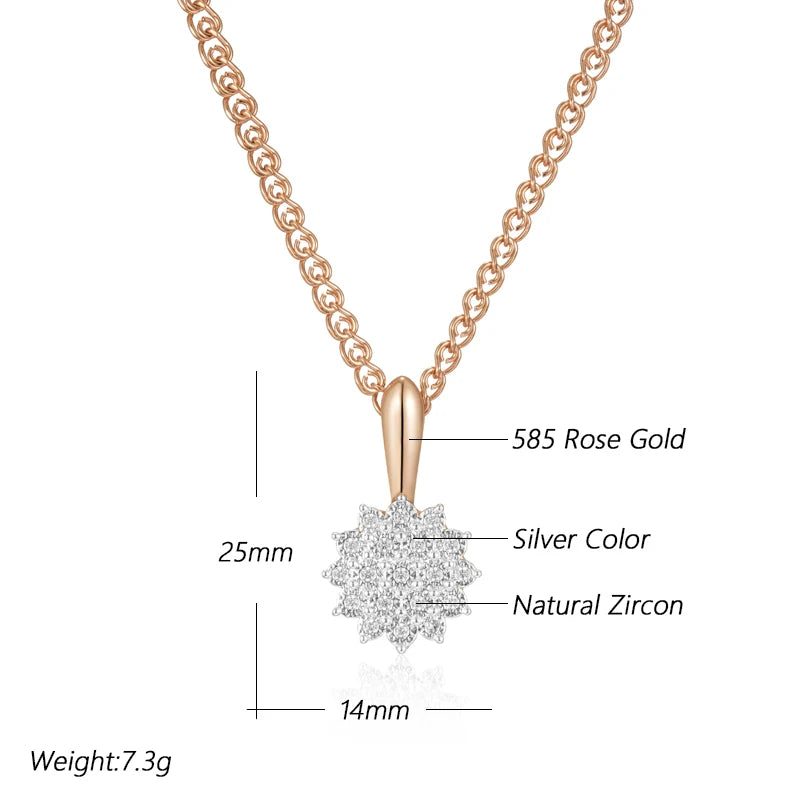 ✨ Full Shiny Natural Zircon Pendant Necklace – Unique Brilliance in Rose Gold & Silver ✨