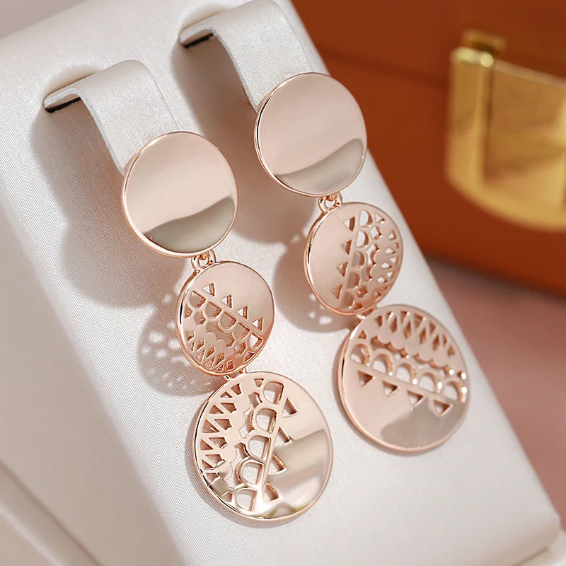 ✨ Smooth Round Pendant Earrings – Minimalist Geometry with Golden Elegance ✨