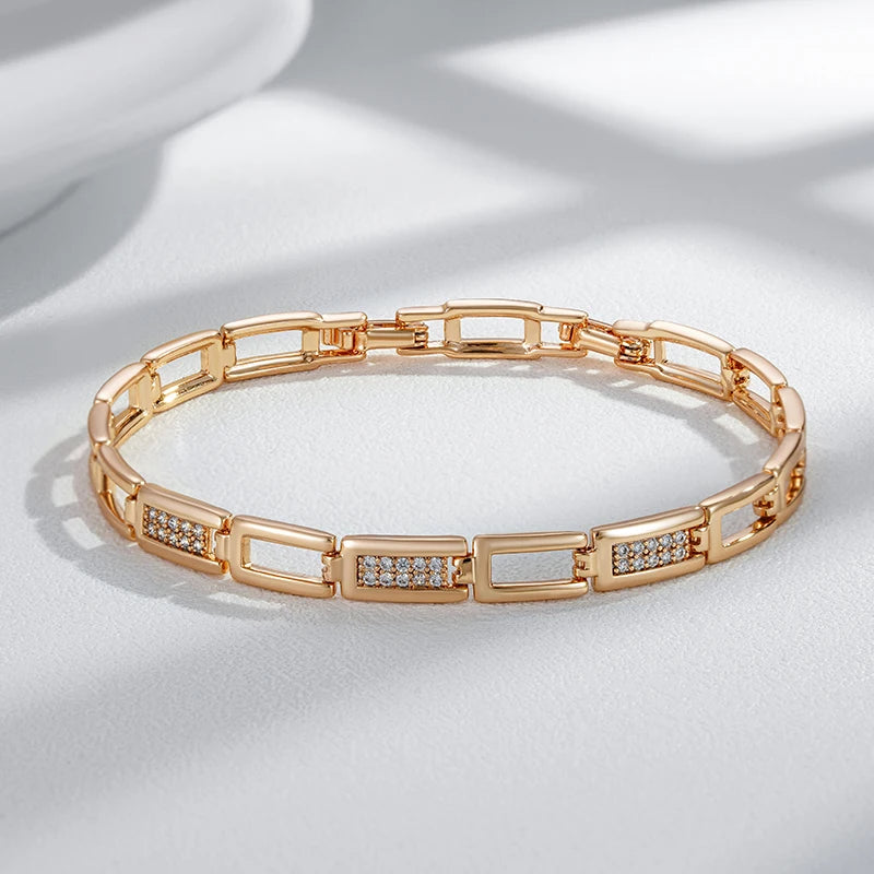 ✨ Square Link Bracelet – Modern Luxury with Natural Zircon ✨