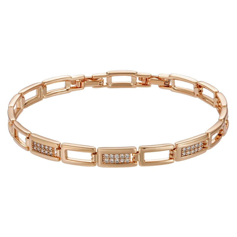 ✨ Square Link Bracelet – Modern Luxury with Natural Zircon ✨