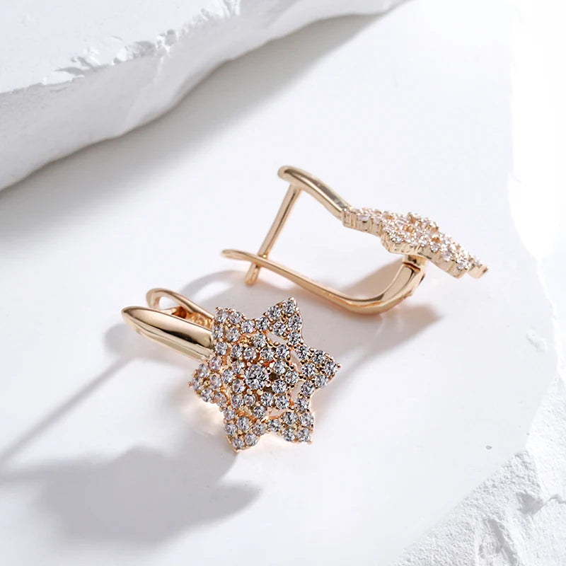 ✨ Star Dangle Earrings – Sparkling Elegance in White Zircon ✨