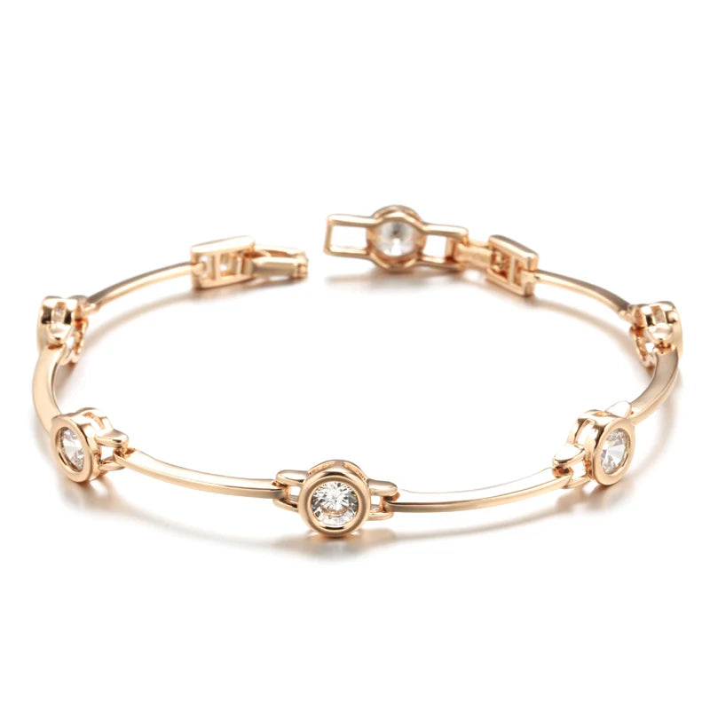✨ Simple Rose Gold Bracelet – Timeless Elegance with Natural Zircon ✨