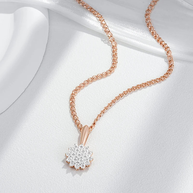 ✨ Full Shiny Natural Zircon Pendant Necklace – Unique Brilliance in Rose Gold & Silver ✨