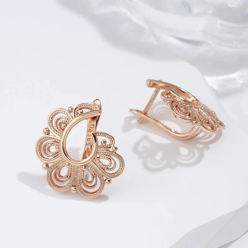 ✨ Hollow Embossed Flower Earrings – Ethnic Elegance with a Golden Touch ✨