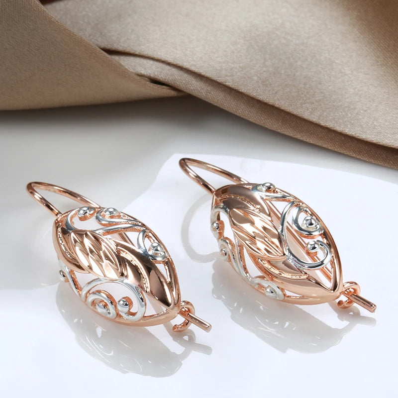 ✨ Full Hollow Texture Earrings – Elegant Embossed Design in Rose Gold ✨