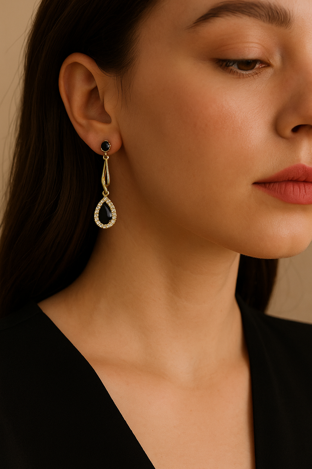 ✨ Black & White Zircon Drop Earrings – Bold Luxury with Gothic Elegance ✨