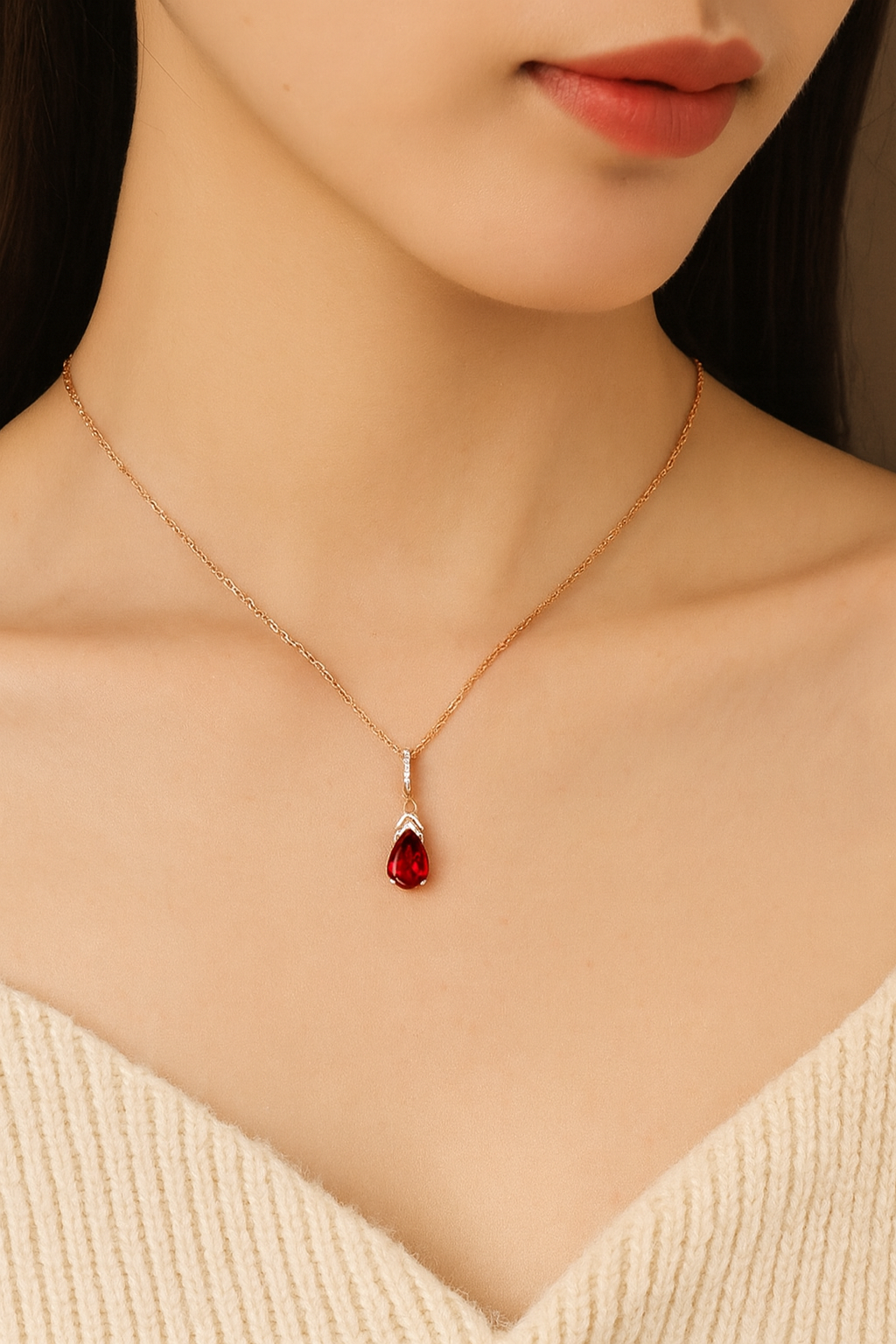 ✨ Trend Red Crystal Flower Necklace – Vintage Elegance with Natural Zircon ✨