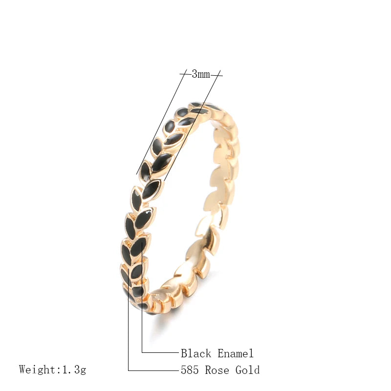 ✨ White Enamel Leaf Ring – Exquisite Elegance in Rose Gold ✨