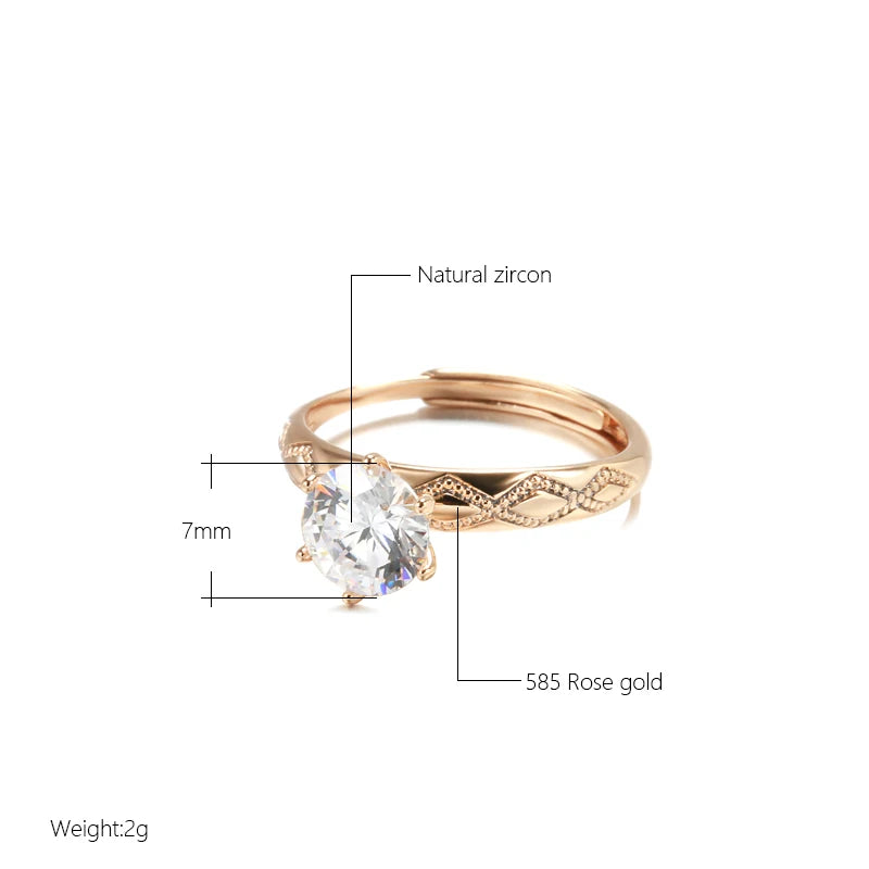 ✨ White Zircon Rose Gold Ring – Vintage Elegance ✨