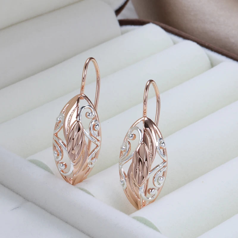 ✨ Full Hollow Texture Earrings – Elegant Embossed Design in Rose Gold ✨