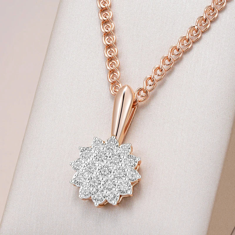 ✨ Full Shiny Natural Zircon Pendant Necklace – Unique Brilliance in Rose Gold & Silver ✨