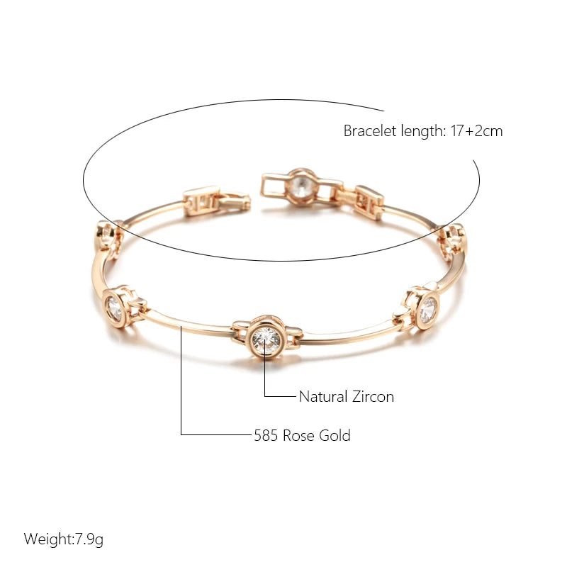 ✨ Simple Rose Gold Bracelet – Timeless Elegance with Natural Zircon ✨