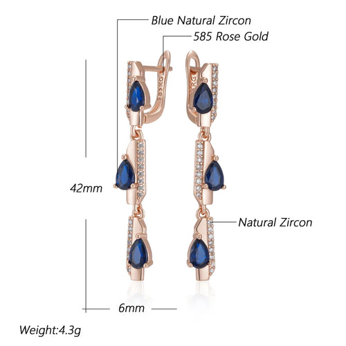 ✨ Blue Zircon Geometry Earrings – Modern Elegance in Rose Gold ✨