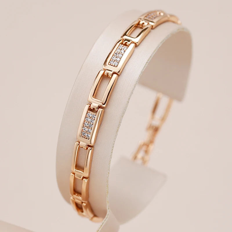 ✨ Square Link Bracelet – Modern Luxury with Natural Zircon ✨