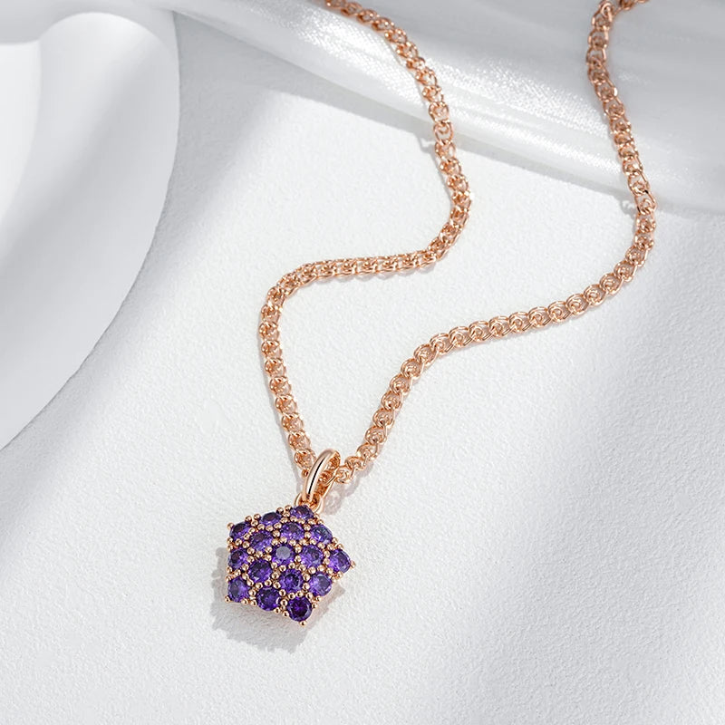 ✨ Shiny Purple Crystal Necklace – Timeless Elegance with Natural Zircon ✨