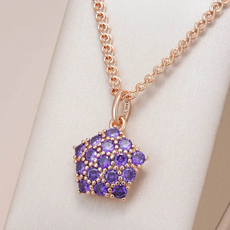 ✨ Shiny Purple Crystal Necklace – Timeless Elegance with Natural Zircon ✨