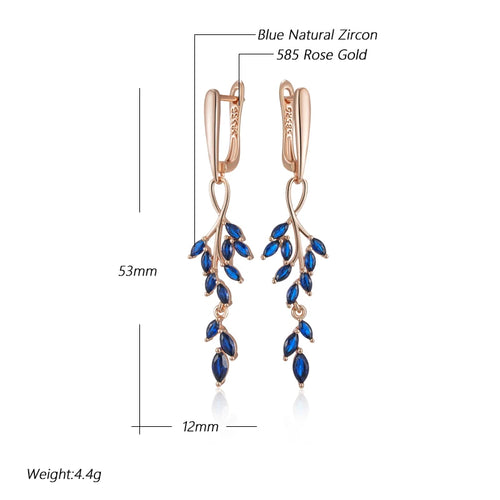 ✨ Blue Zircon Leaf Earrings – Elegance in Every Detail ✨