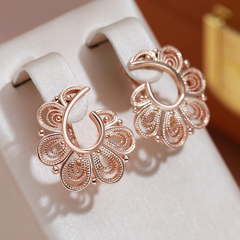 ✨ Hollow Embossed Flower Earrings – Ethnic Elegance with a Golden Touch ✨