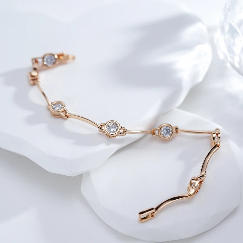 ✨ Simple Rose Gold Bracelet – Timeless Elegance with Natural Zircon ✨