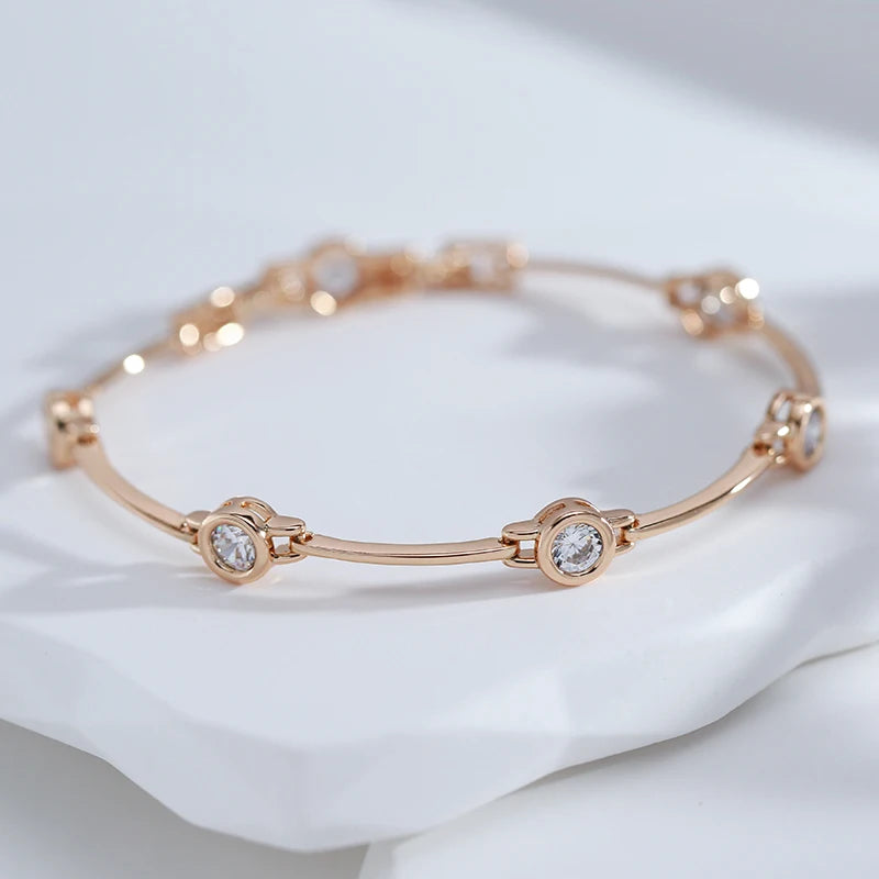 ✨ Simple Rose Gold Bracelet – Timeless Elegance with Natural Zircon ✨