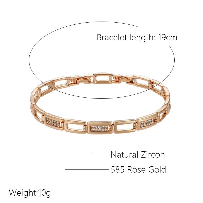 ✨ Square Link Bracelet – Modern Luxury with Natural Zircon ✨
