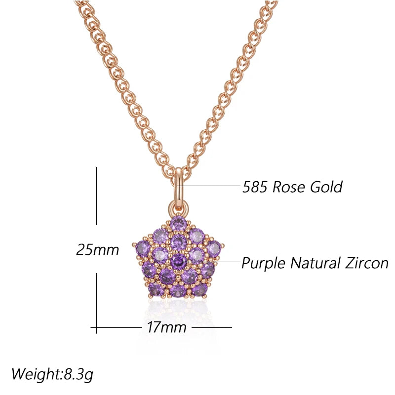 ✨ Shiny Purple Crystal Necklace – Timeless Elegance with Natural Zircon ✨