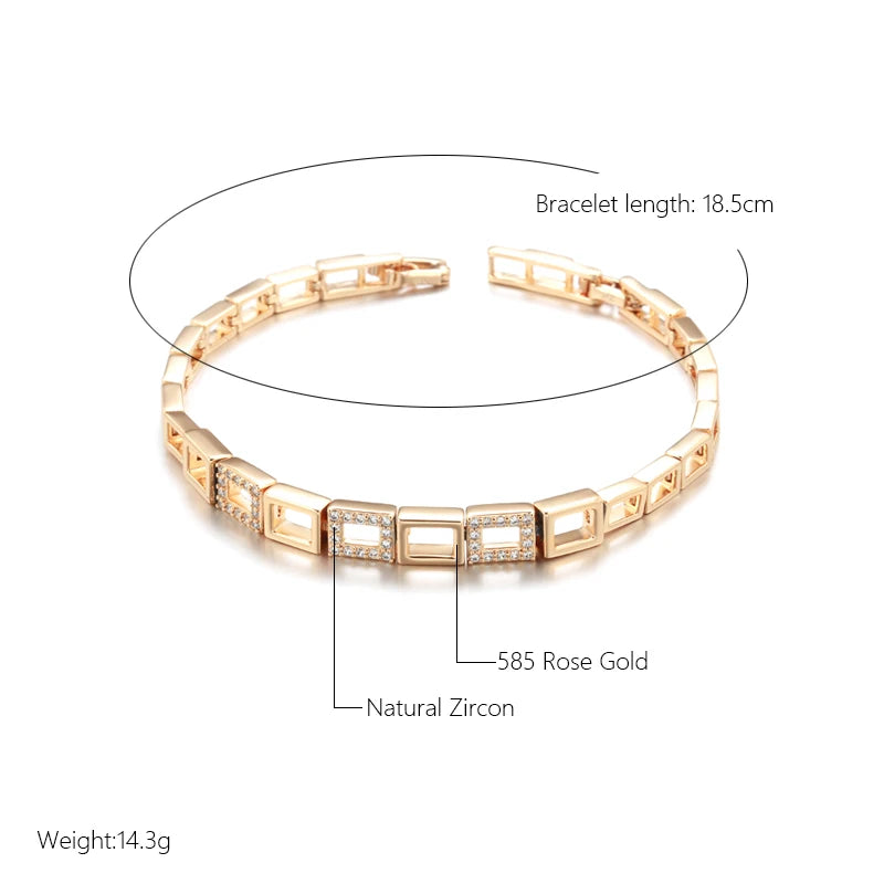 ✨ Square Link Bracelet – Luxury Elegance with Natural Zircon ✨