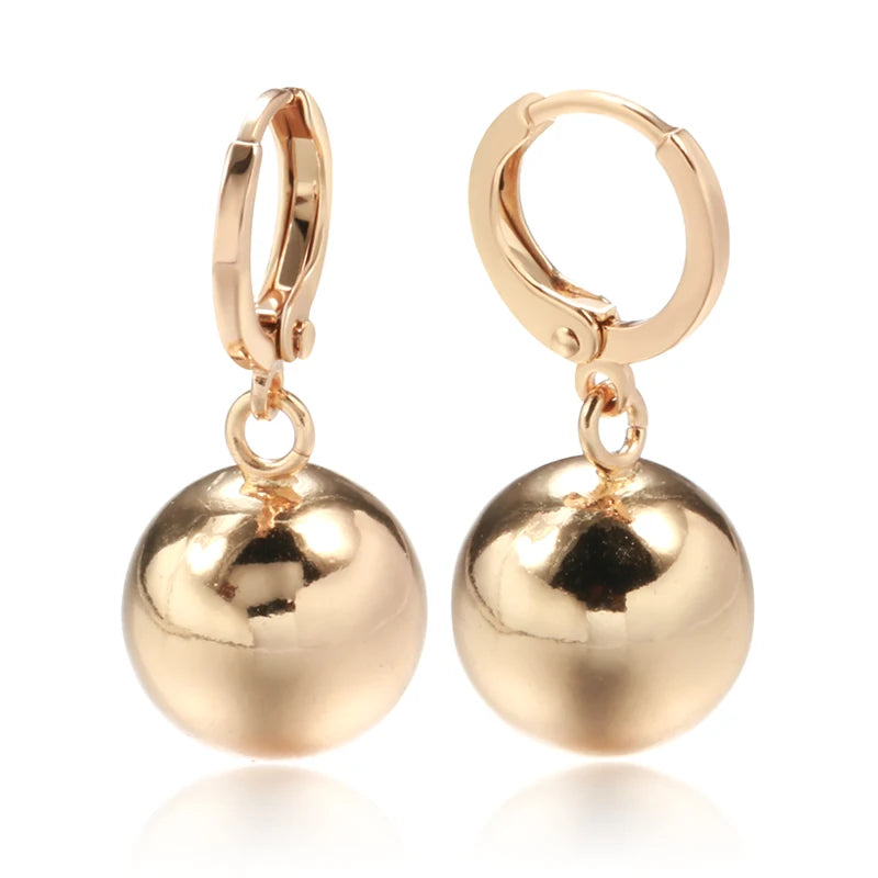 ✨ Glossy Spherical Drop Earrings – Modern Elegance in Rose Gold ✨