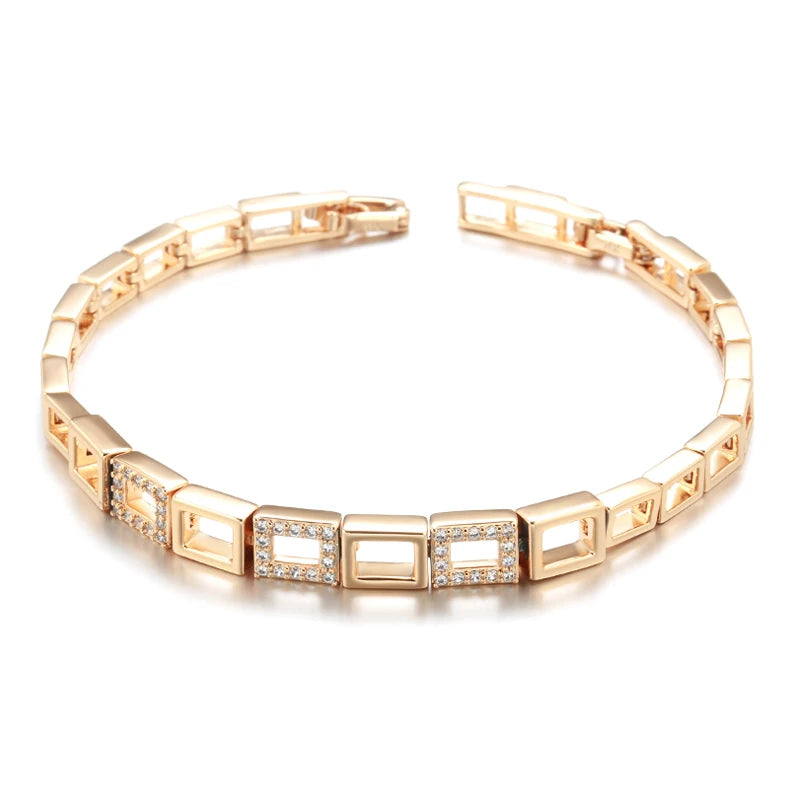 ✨ Square Link Bracelet – Luxury Elegance with Natural Zircon ✨