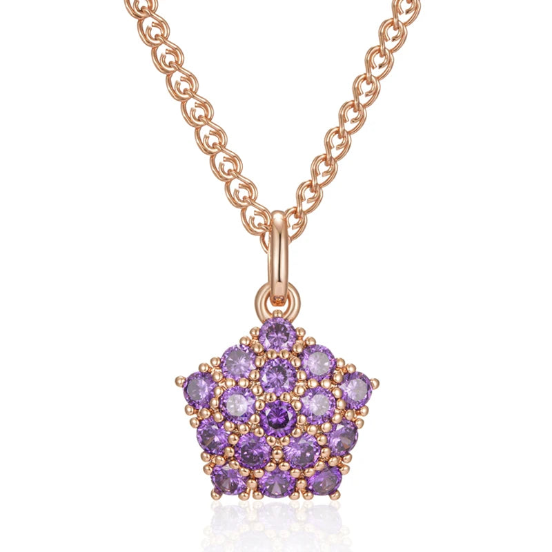 ✨ Shiny Purple Crystal Necklace – Timeless Elegance with Natural Zircon ✨