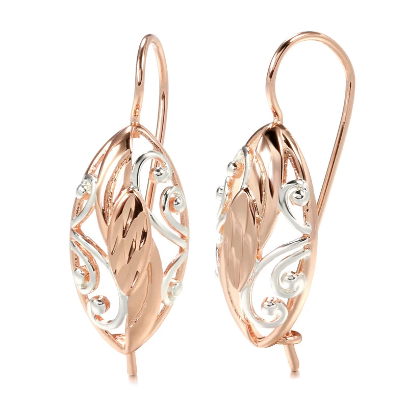 ✨ Full Hollow Texture Earrings – Elegant Embossed Design in Rose Gold ✨