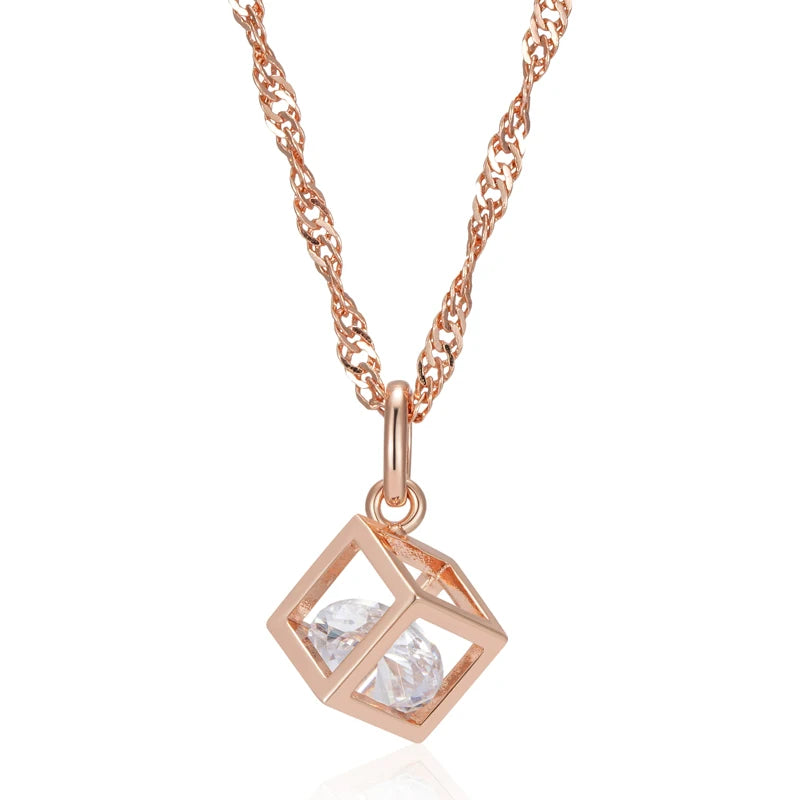 ✨ Hollow Square Pendant Necklace – Minimalist Elegance with Natural Zircon ✨