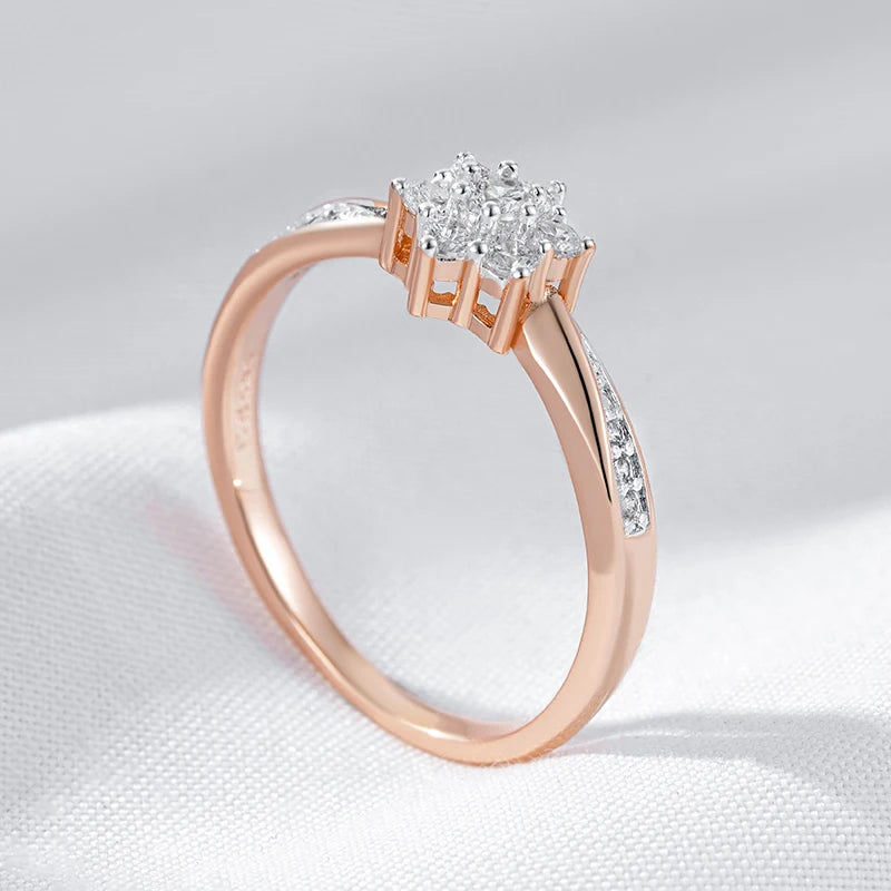 ✨ Crystal Flower Ring – Sparkling Elegance in Rose Gold & Silver ✨