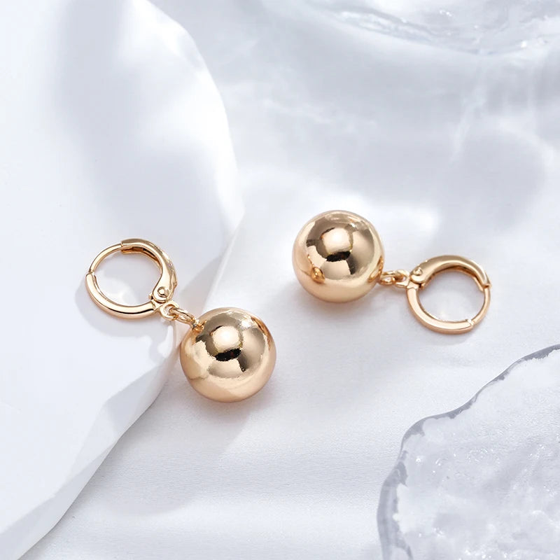 ✨ Glossy Spherical Drop Earrings – Modern Elegance in Rose Gold ✨