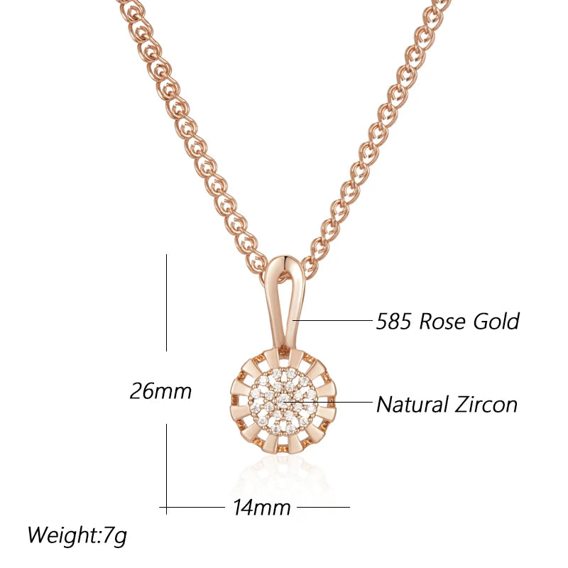 ✨ 585 Rose Gold Crystal Flower Necklace – Full Sparkle with Natural Zircon