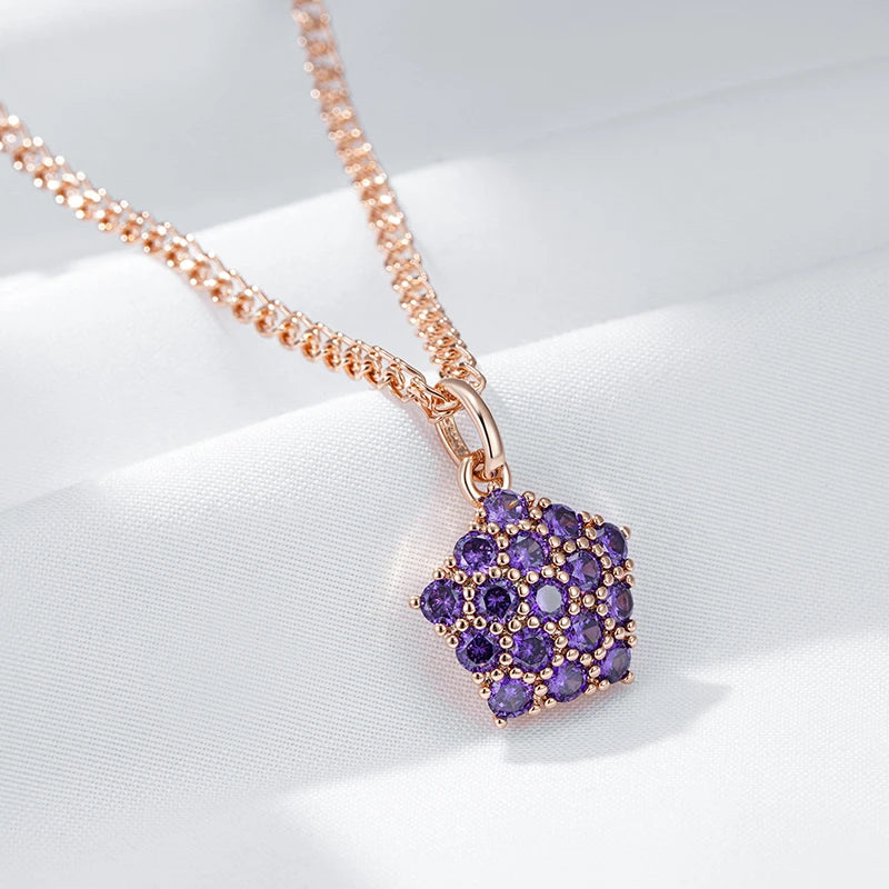 ✨ Shiny Purple Crystal Necklace – Timeless Elegance with Natural Zircon ✨