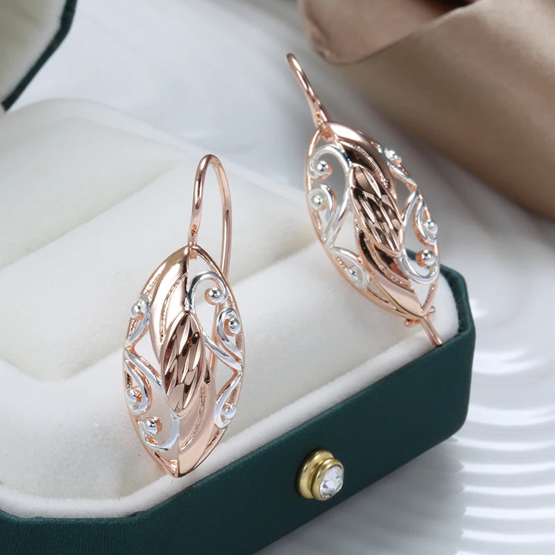 ✨ Full Hollow Texture Earrings – Elegant Embossed Design in Rose Gold ✨
