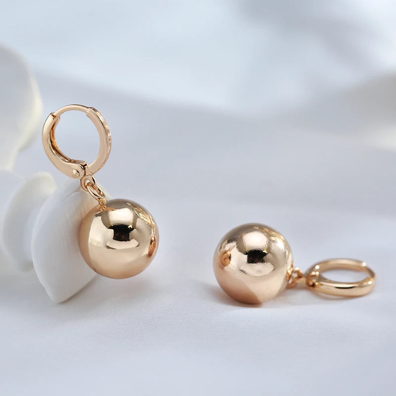 ✨ Glossy Spherical Drop Earrings – Modern Elegance in Rose Gold ✨
