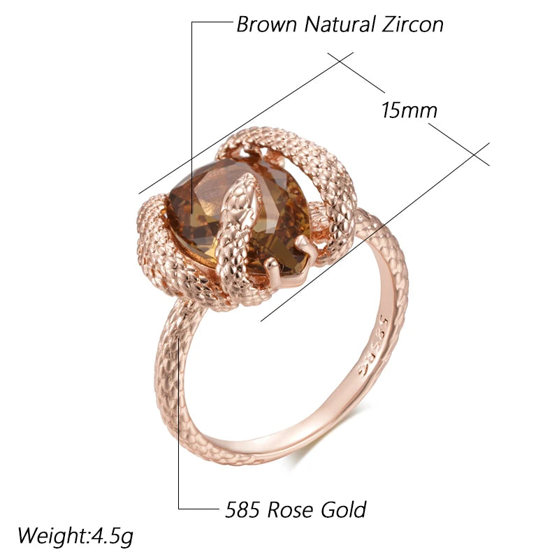 ✨ Snake Ring – Bold Luxury with Brown Zircon ✨