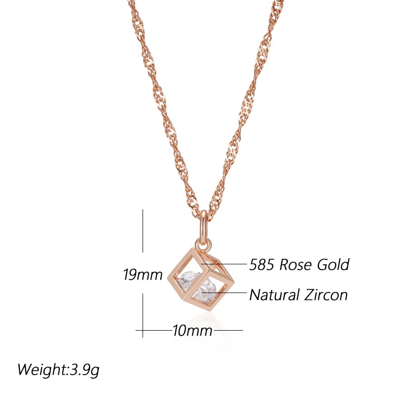 ✨ Hollow Square Pendant Necklace – Minimalist Elegance with Natural Zircon ✨