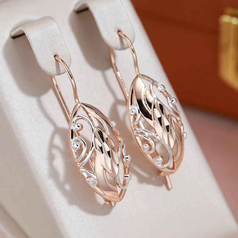 ✨ Full Hollow Texture Earrings – Elegant Embossed Design in Rose Gold ✨